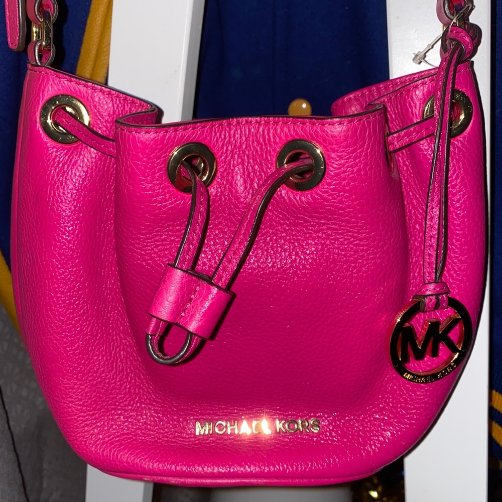 Micheal Kors hot pink drawstring crossbody/purse